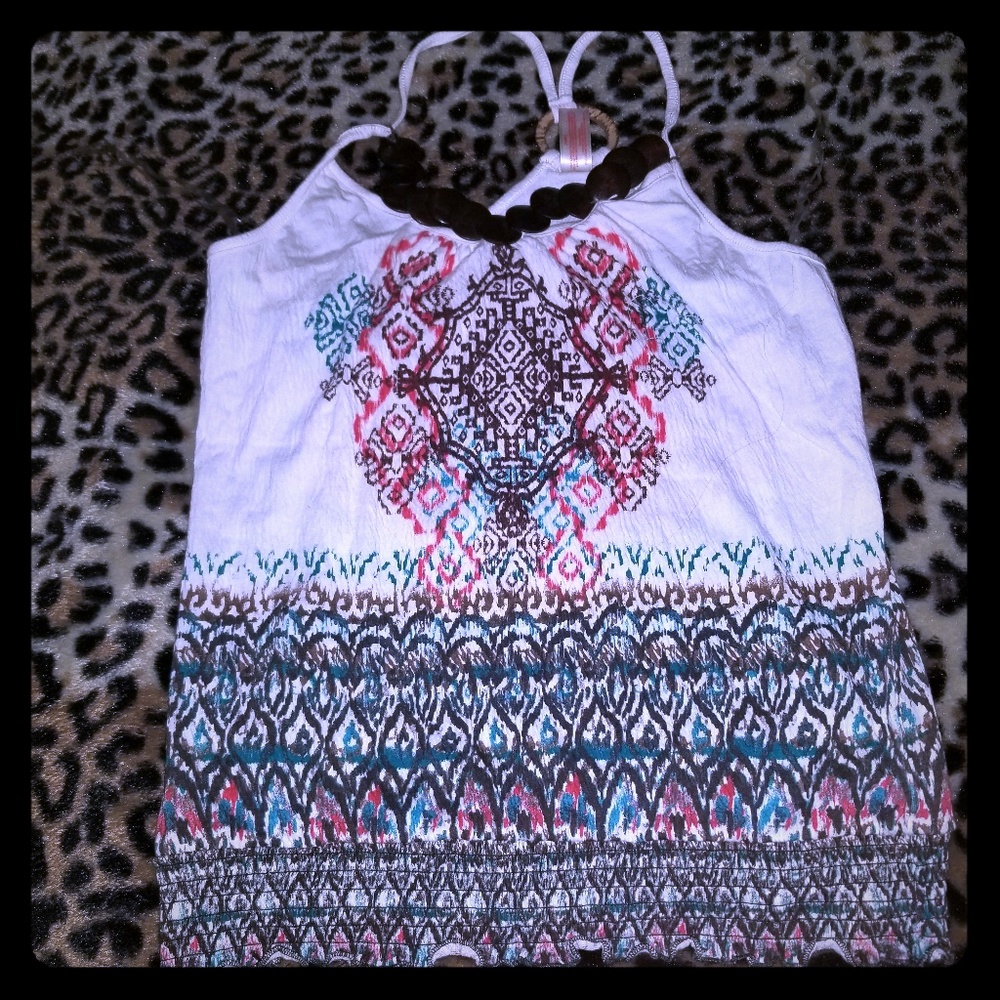 White Designed Tank Top XL NWOT